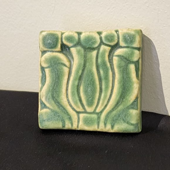 Vintage Pewabic Tile Lotus Design - Picture 1 of 12